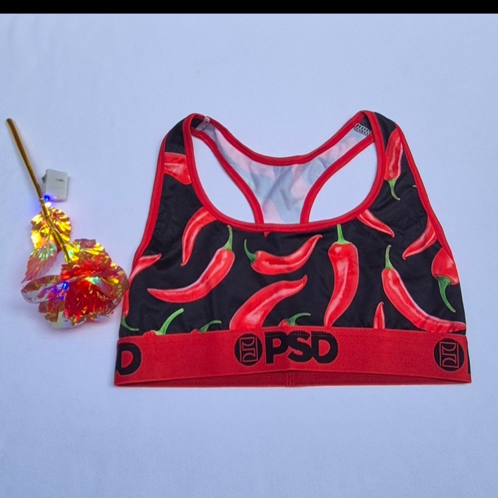 PSD // Red Hot Women's Sports Bra Color MUL.. Size SMALL.